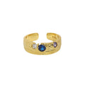 Wholesale Hot Selling S925 Pure Silver Wide Zircon Ring 18K Gold-Plated Trendy Crystal CZ Blue Women's Ring High-End Jewelry