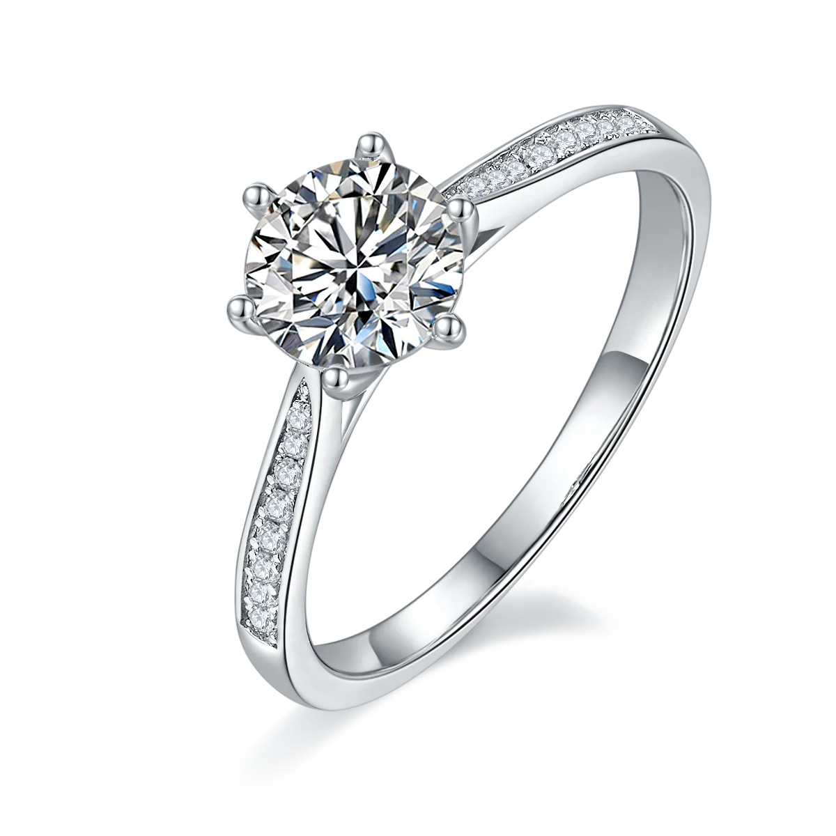 Certified Fine Moissanite Jewelry 925 Sterling Silver Crushed Ice Moissanite Rings for Women Engagement