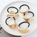 Punk Style Metal Personality Advanced Hair Tie Trend Semicircle Geometric Elastic Hair Band for Women
