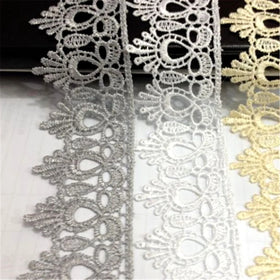 1 Yard Crochet Embroidered Lace Trim Ribbon Applique Wedding Dress Decor Sewing DIY