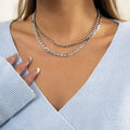 Fashion Simple Cold Wind Micro Inlaid Rhinestone Collarbone Collars Everything Double Metal Women Necklace