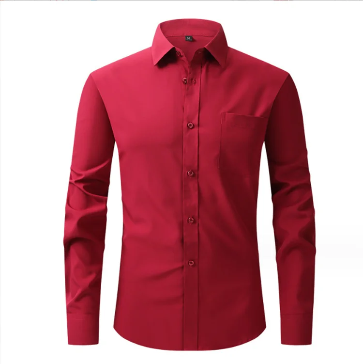 Manufacturer Custom Men's Shirts Formal Office Dress Shirts for Men Cotton Casual Stand-up Collar Long Sleeve Shirt