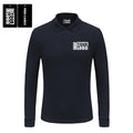 CB168-1AD01 Custom Luxury Black Cotton Long Sleeve for Polo Shirt for Men Button Closure Embroidery Golf Shirt Design Printed