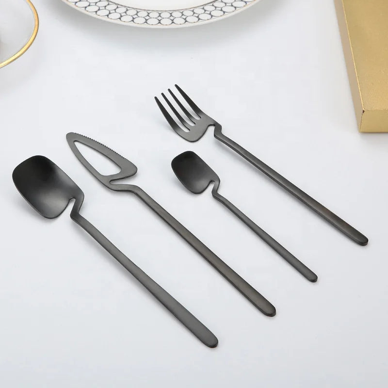 Modern Stainless Steel 304 Unique Custom Metal Coffee Tea Serving Hanging Spoon Fork Cutlery Flatware Set for Cup