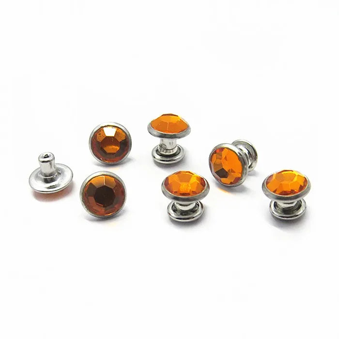 Decorative Rivets Accessory Punk Garment Tubular Rivet High Quality Rhinestone Zinc Alloy Customized Logo Painted Customer Size