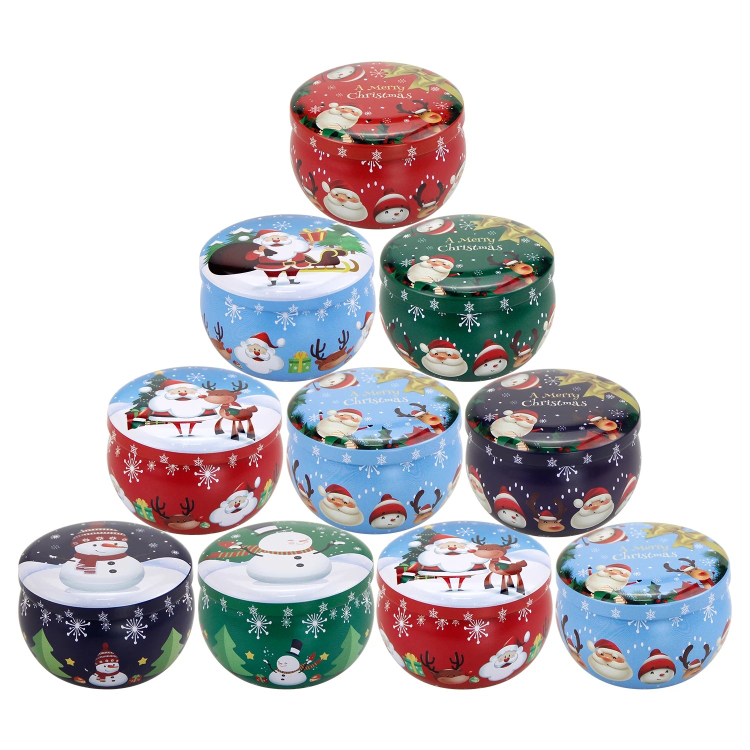 Ready to Ship Snowman Pillar Shape Small Metal Box Tin Christmas Santa Claus Tin Case Metal Gift Box for Candy Cookie