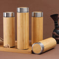 Eco-friendly BPA Free Double Wall Tea Infuser Insulated Vacuum Stainless Steel Original Bamboo Lid Water Bottle Thermos Flask