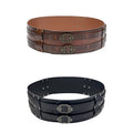 Medieval Viking Embossed Wide Belt WJF12 Retro Knight Style PU Leather Waistband for LARP Party Costume Accessories