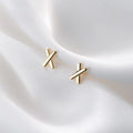 925 Sterling Silver Small Initial Letter X Shape Gold Plated Cute Studs Earrings Fashion Jewelry for Women Girls