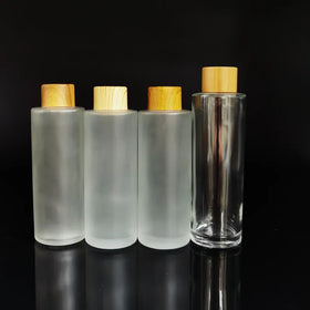 Skin Care Cosmetic Packaging 100% Biodegradable Organic Wood Bamboo 15ml 30ml 50ml Essential Oil Glass Bottles Droppers Jars