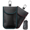 RFID Blocking Carbon Fiber Leather Car Key Pouch Case Wallet with Key Ring Fashion Style Belt Pattern and Keychain Feature