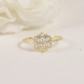 Gold Vintage Flower Ring 10K 14K 18K Yellow Gold 1.5x3mm Marquise Cut Lab Grown Diamond Women's Gleaming Lilac Flower Ring