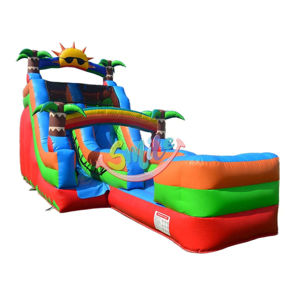Wholesale Backyard Sunshine and Palm Tree Tobogan Gonflable Kids Jumper Bouncy Castle Inflatable Water Slide for Adults