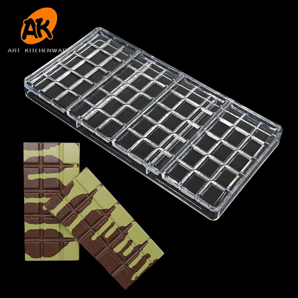 AK Wholesale Customized 4 Cavity PC Polycarbonate Dubai Chocolate Bar Molds Plastic Hot Chocolate Tray for Cake Tools Sweet