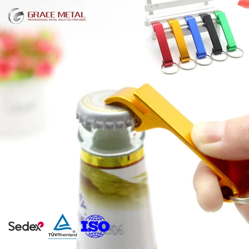 Customized LOGO COLOR Promotion Multi Function Aluminium Alloy Key Chain Beer Bottle Opener