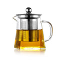 Hand Blown Glass Teapot Stainless Steel Infuser square Glass Teapot Glass Tea Set