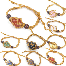 Wholesale Hand Made Wire Wrap Natural Crystal Tumble Bracelet Red Jasper Rose Wrap Quartz Crystal Tumbled Bracelet