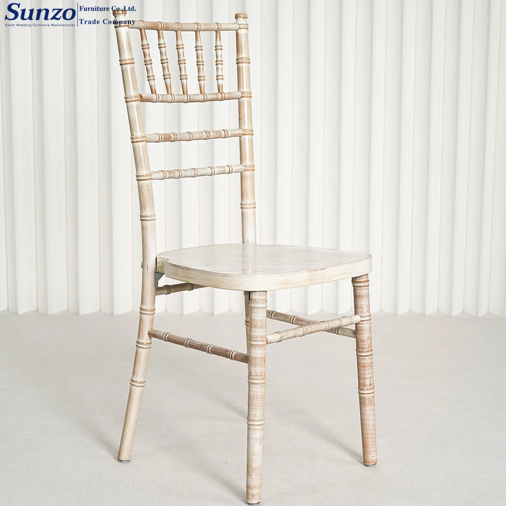 Chiavair Chair Dining Stackable Hotel Banquet Limewash Wooden Chavri Chairs for Wedding