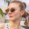 STORY STY9260A  Women Gold Brown Small Frame Eyewear UV400 Designer Oval Sun Glasses Vintage Cat Eye Metal Sunglasses