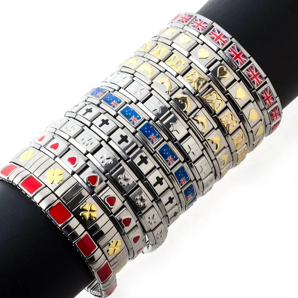YK-Fashion Jewelry Italian Charm Bracelet Custom logo Men Women Elastic Bracelet
