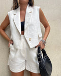 Vest Shorts Set Summer High-Grade White Women'S Two-Piece Casual Set Workout Sets for Women