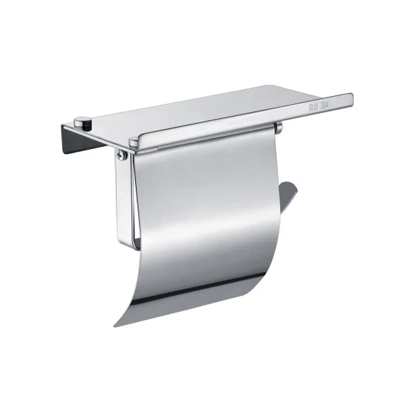 HF Bathroom Accessories 304 Stainless Steel Modern Wall Mounted Washroom Organizer Toilet Paper Roll Holder With Shelf