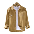 RNSHANGER American Style Cargo Shirt Men Spring Mens Long Sleeve Shirts with Pockets Pure Cotton Casual Comfortable Shirts