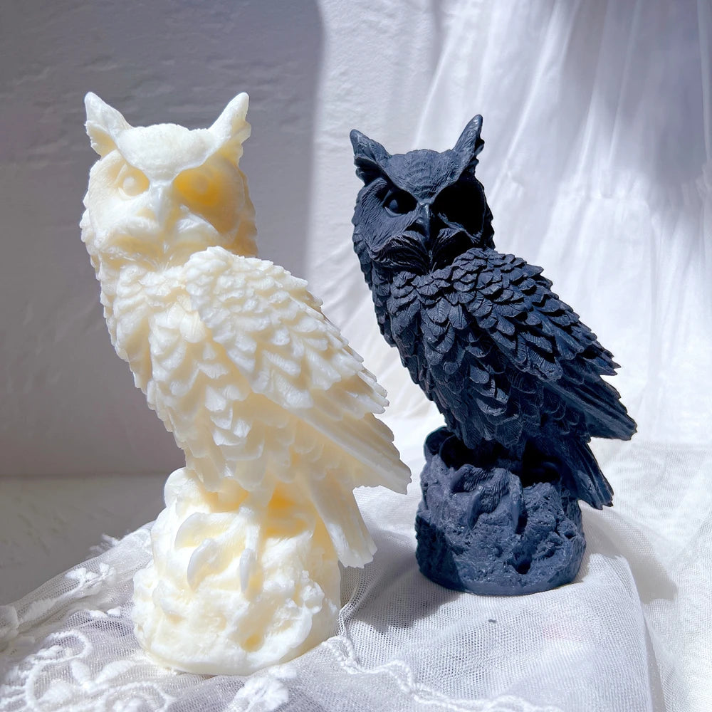 Creative Animal Statue Silicone Mold Figurines Novelty Decor Bird Decor Gifts Owl Sculpture Candle Molds