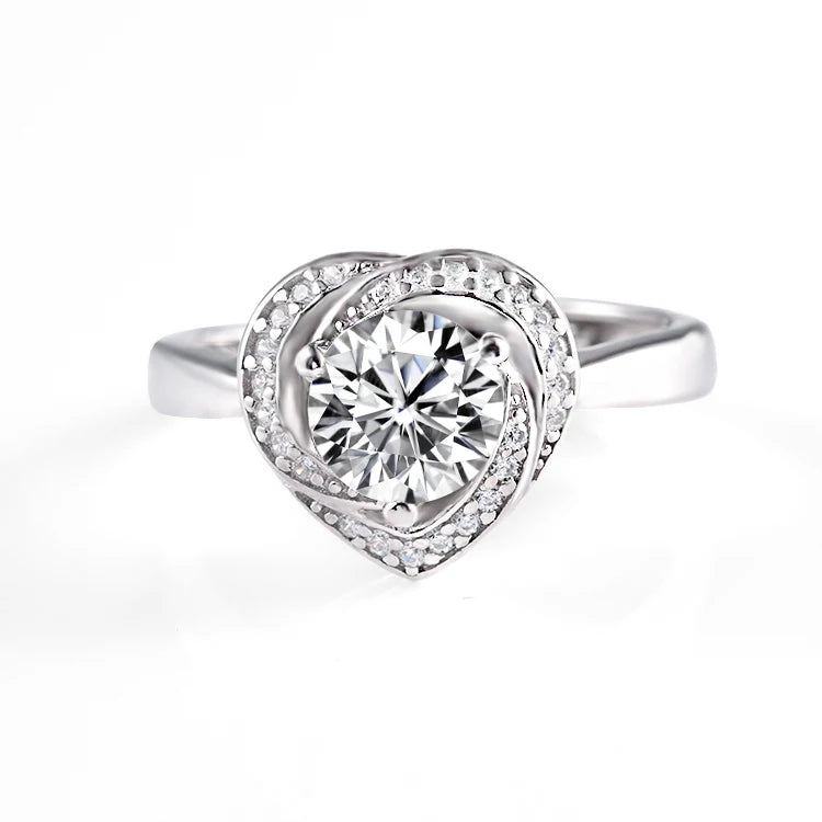 1 Carat Loose Moissanite Diamond VVS Unique Promise Engagement Ring Round Cut Multi Gemstone Bridal 925 Sterling Silver Ring