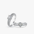 Daidan Women Wedding Proposal Heart Shaped Cubic Zirconia Double Layering 925 Silver Ring MegaBDM
