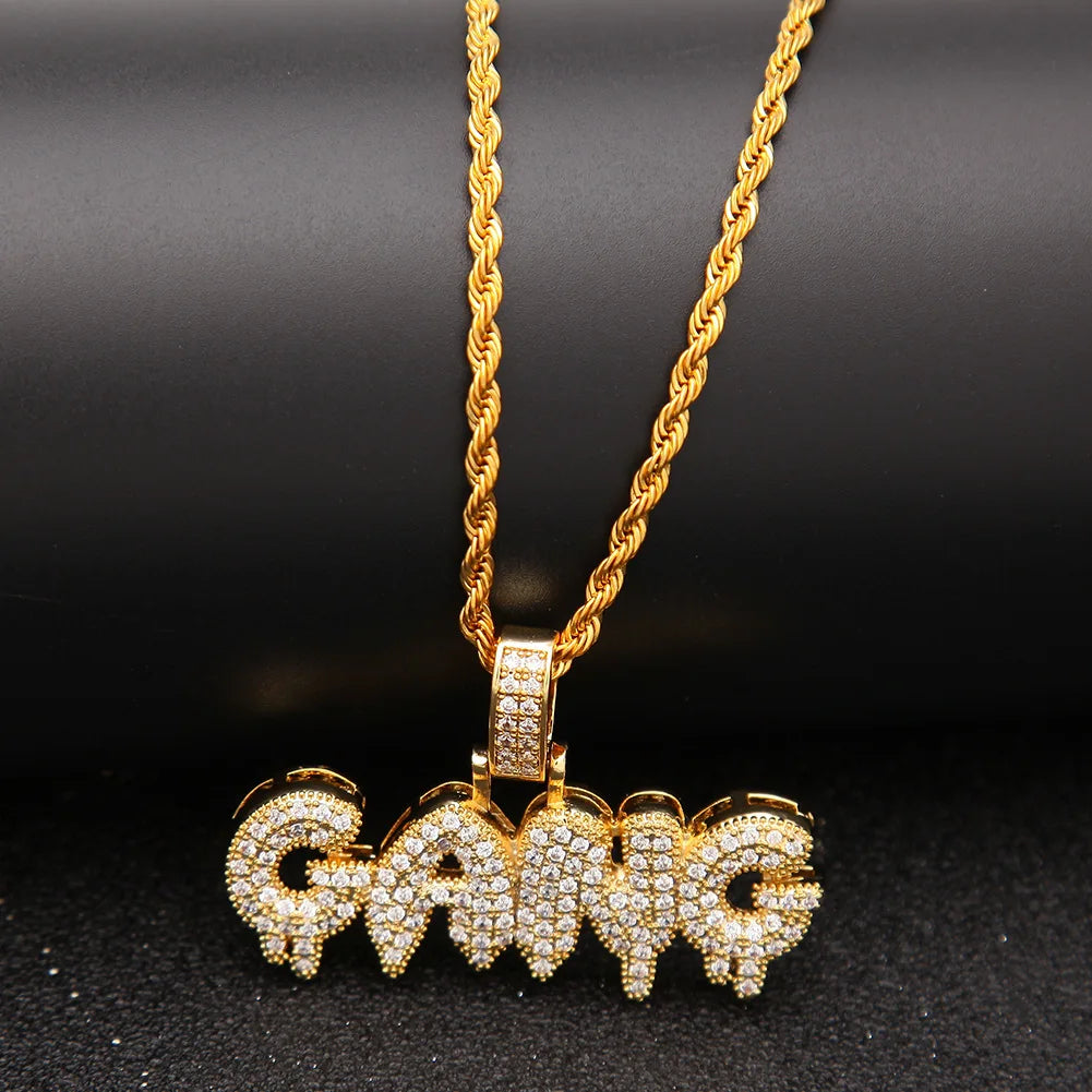 Latest Fashion Style Design Zircon Letter Pendant Men's Fashion Zircon Necklace Jewelry Exquisite Gift