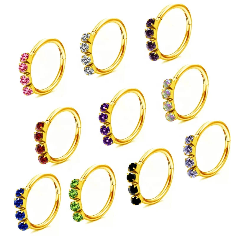 Gaby new arrive diamond nose hoops stainless steel segment clicker bulk for women piercing wholesale body jewelry