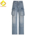 2026 New Women Cargo Pants Women Jeans High Street Vintage Multi Pocket Baggy Jeans Women
