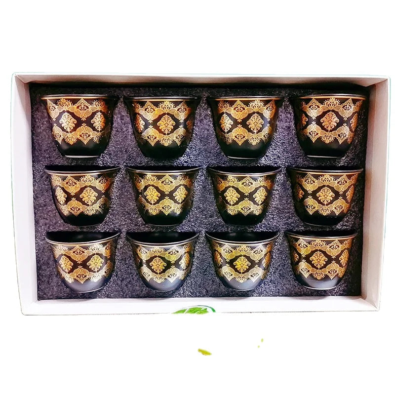 Ceramic 12pcs Set Black Moon Tea Cup Porcelain Espresso Coffee Cup with Gift Box