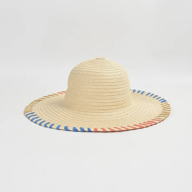 Custom Woven Wide Brim Paper Straw Hats Lady Elegant Soft Brown Beach Hats for Travel