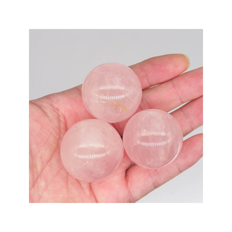 Natural Polished Crystal Ball Rose Quartz Crystal Sphere 35mm Healing Stone Sphere for Decoration