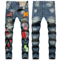 Factory Wholesale Customize Logo Hip-hop Style Multi-digit Towel Bottom Embroidery Holes Nostalgic Small Straight Jeans