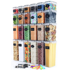 24pcs Plastic Silicone Cereal Storage Jars Set for Food Storage and Present Giving