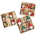 Christmas Painted Wooden Pendant Santa Claus Gift Christmas Tree 12 Boxed Decorative Ornaments