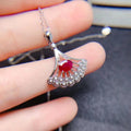 Fashion Natural Ruby I Love You 100 Languages Women's Sterling Silver Rhodium Plated GIA Certified Gift Necklace
