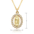 Gold Plated CZ Micro Pave Mother Virgin Mary Religious Chain Necklace Christian Jewelry Medal Pendant Necklace for Women