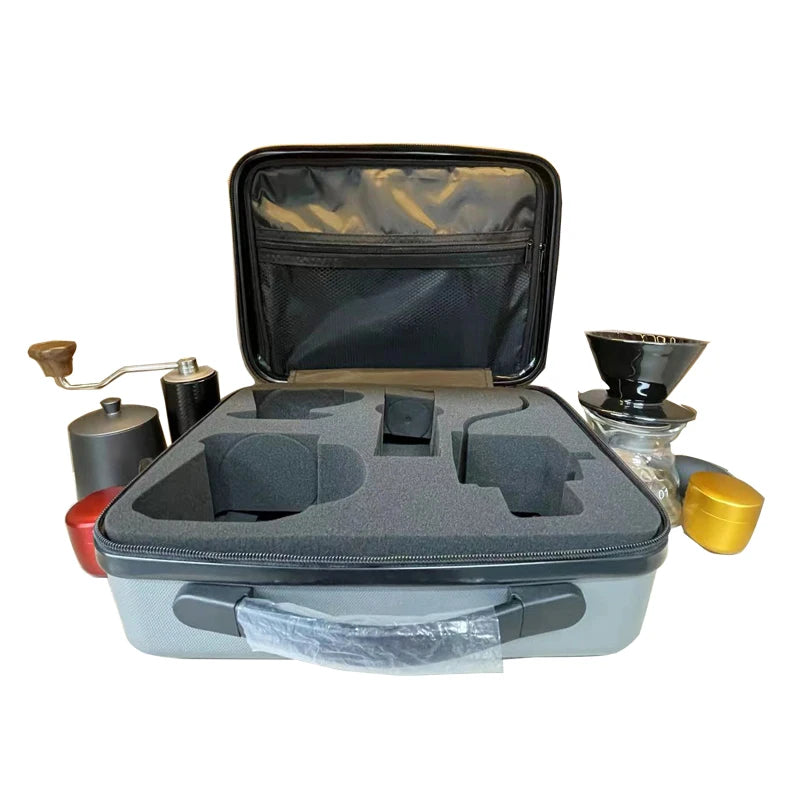 OEM Outdoor Camping Arabic Coffee Set Pour Makers 10pcs Eco-Friendly Coffee Tools Travel Pour-over Coffee Maker Set