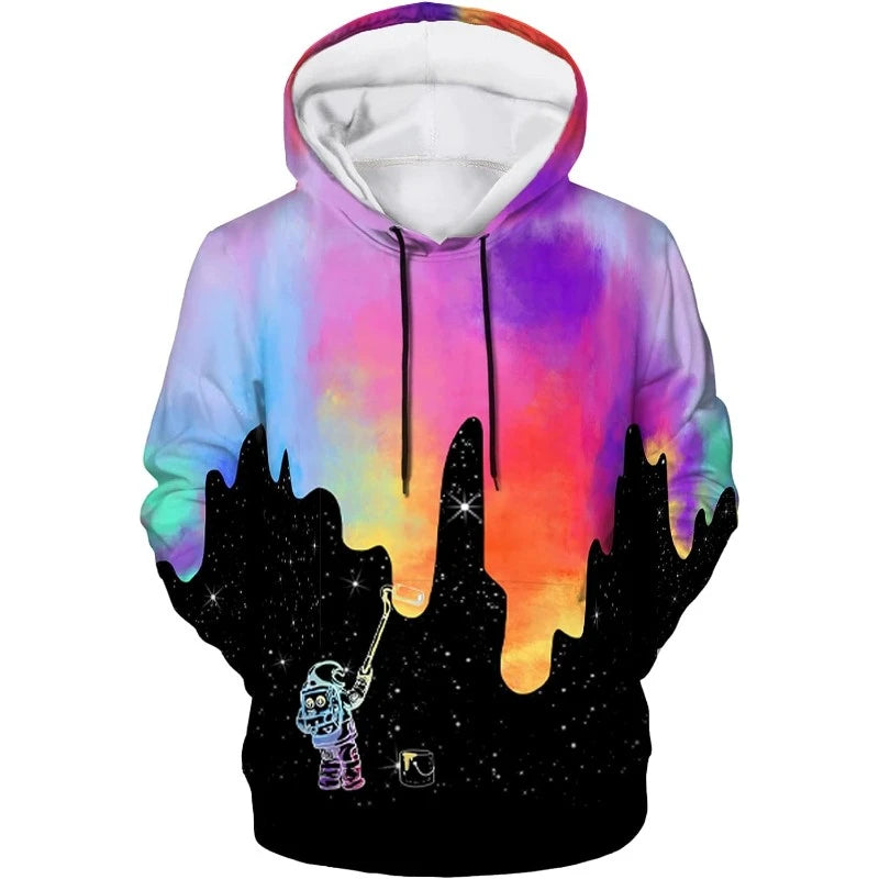 Fitspi Wholesale Custom 3d Printed Hoodie Sweatshirt Funny Tie Dye Hoodies Space Pullover for Men Women