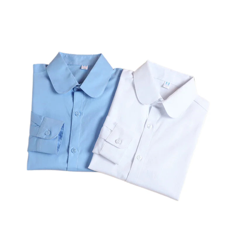 Wholesale Long Sleeve Peter Pan Collar Blouse for Girls Primary Middle School Uniform Tops for Children