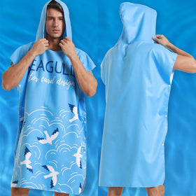 Promotional Party Supplies Eco-friendly 100% Cotton Ultra Absorbent Sand Free Hooded Robe Surf Poncho Beach Towel Beach Towels w
