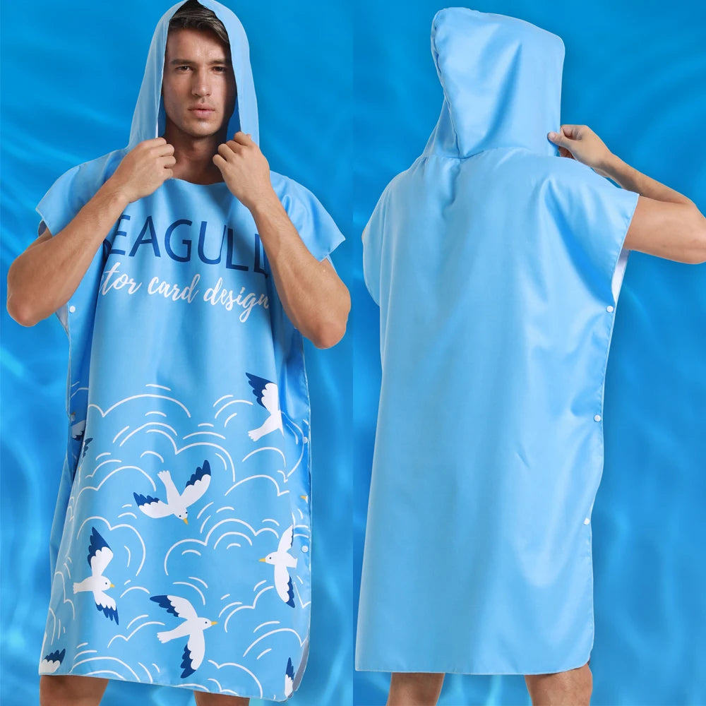 Promotional Party Supplies Eco-friendly 100% Cotton Ultra Absorbent Sand Free Hooded Robe Surf Poncho Beach Towel Beach Towels w