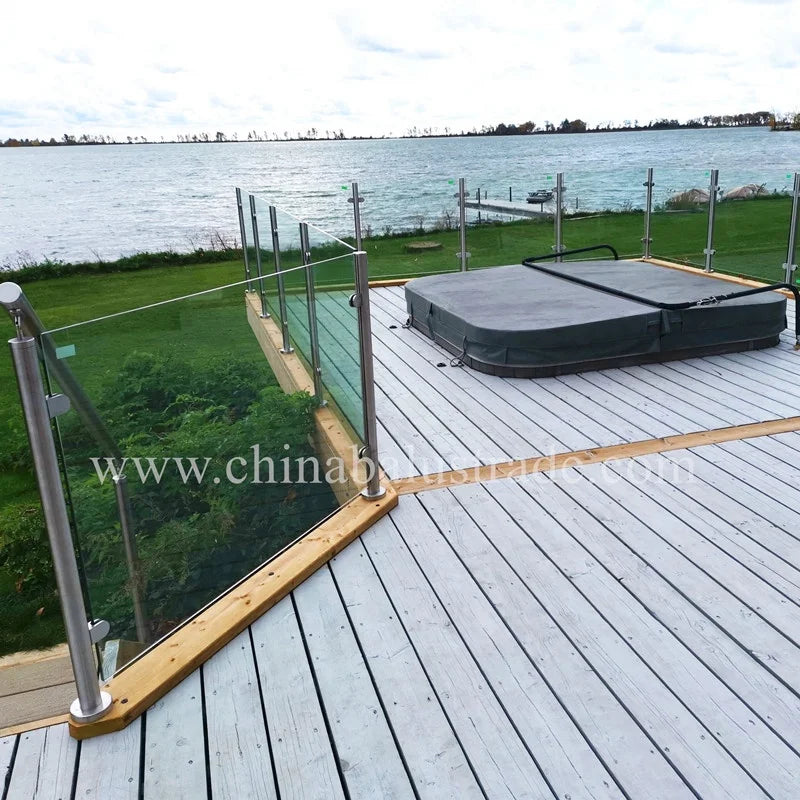Outdoor 316 Stainless Steel Tubular Glass Railing Balustrade