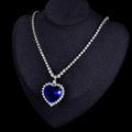 Trendy Fine Jewelry Luxury 20x20mm Big Blue Heart Zirconia Pendant 925 Sterling Silver Tennis Chain Necklace Fine Jewelry
