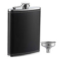 8 oz Leak-Proof Stainless Steel Pocket Flask with Black Leather Cover Mini Liquor Hip Flask Funnel & Discrete Shot Drinking