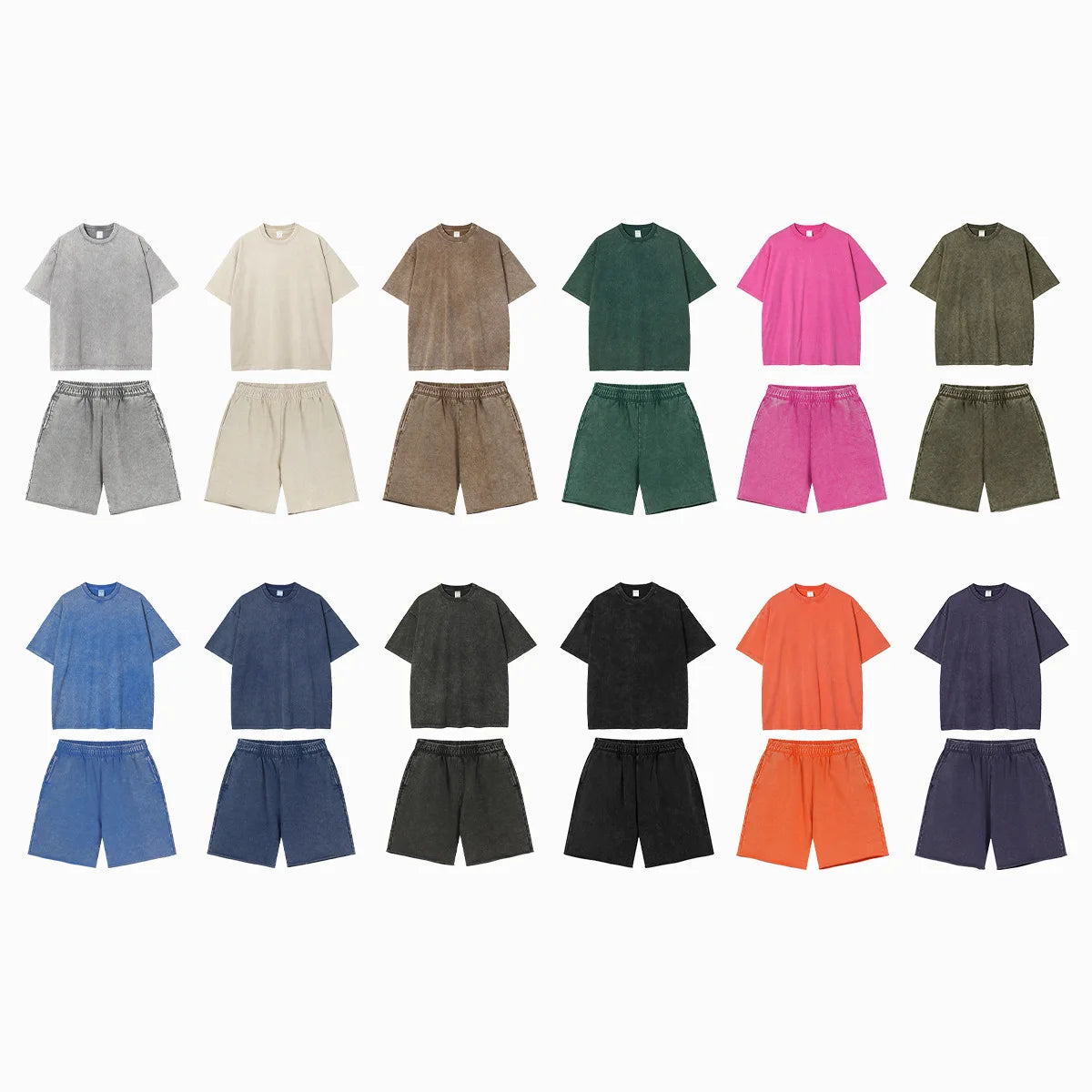 Plain Wholesale t Shirts Short Set Sweat 2 Piece Set Mens t Shirt and Shorts Sets Washed Oversize 100% Cotton Men Tshirt